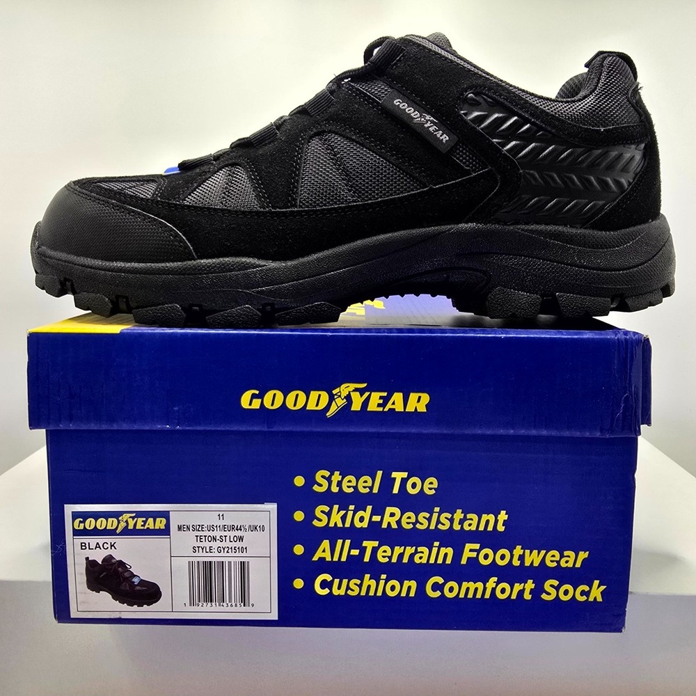 Goodyear Teton GY215101 Mens 11 M Work Shoes Black Low Top Steel Toe Sneaker